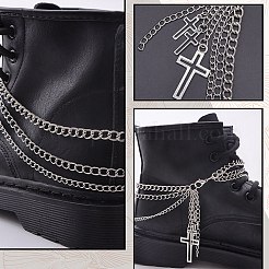 2Pcs Aloy 3-Layer Cross Charm Anklets for Women&nbsp;AJEW-SP0001-96