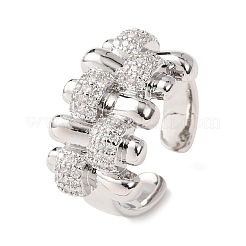 Brass Micro Pave Cubic Zirconia Cuff Open Rings for Women&nbsp;RJEW-A098-02P