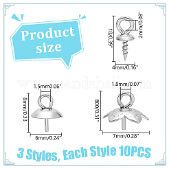 30Pcs 3 Styles 201 & 304 Stainless Steel Cup Peg Bails Charms&nbsp;STAS-LP0001-27