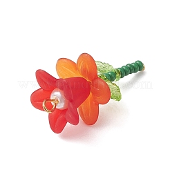 8Pcs Glass Seed Beaded Flower Pendants&nbsp;PALLOY-MZ01195