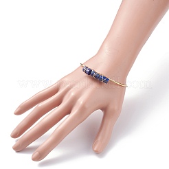 Natural Mixed Stone Beads Wrapped Cuff Bangle&nbsp;BJEW-JB07471