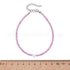 12Pcs 12 Colors Summer Beach Natural Shell Heart with Glass Beaded Anklets&nbsp;AJEW-AN00779