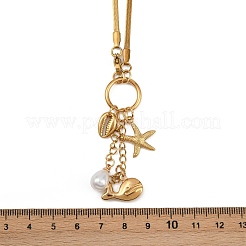 Beach 304 Stainless Steel Starfish Whale Pendant Necklaces&nbsp;NJEW-D337-01G