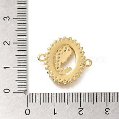 Rack Plating Brass Clear Cubic Zirconia Religion Virgin Mary Oval Connector Charms&nbsp;KK-M298-03G