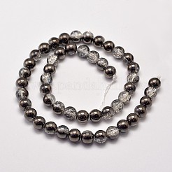 Electroplate Crackle Glass Round Bead Strands&nbsp;X-EGLA-J067-8mm-HP01