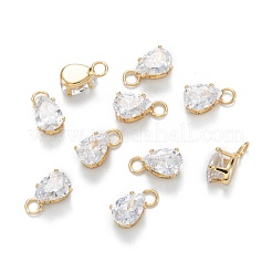 Brass Clear Cubic Zirconia Charms&nbsp;ZIRC-G170-13