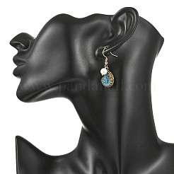 Ocean Alloy & Shell Pearl & 304 Stainless Steel Dangle Earrings&nbsp;EJEW-JE07369