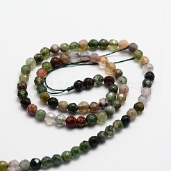 Faceted Natural Indian Agate Round Beads Strands&nbsp;LS-G-E318A-4mm-01
