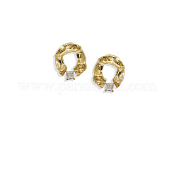 304 Stainless Steel & Cubic Zirconia Stud Earrings&nbsp;WG18948-01