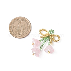 Glass Seed Beaded Bowknot with Flower Pendants&nbsp;PALLOY-MZ01129-02