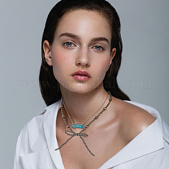 CCB Zinc Alloy and Synthetic Stone Bowknow Necklace&nbsp;NJEW-WH0040-01B