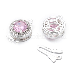 Flat Round Brass Micro Pave Cubic Zirconia Box Clasps&nbsp;KK-B125-15B-03S