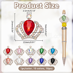10Pcs 10 Colors Alloy Glass Beads&nbsp;ALRI-AR0001-11