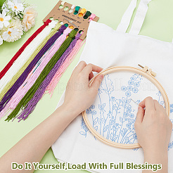 Flower Pattern DIY Canvas Women's Shoulder Bag Making Kits&nbsp;DIY-WH0349-356A