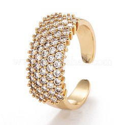 Brass Micro Pave Clear Cubic Zirconia Cuff Rings&nbsp;RJEW-I077-26G