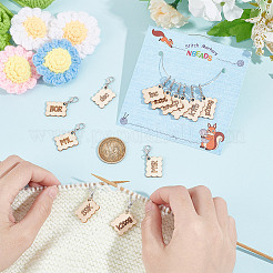 12Pcs 12 Style Wood Pendant Locking Stitch Markers&nbsp;HJEW-AB00643