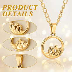 4Pcs 2 Styles Ion Plating(IP) 304 Stainless Steel Pendants&nbsp;STAS-UN0061-11
