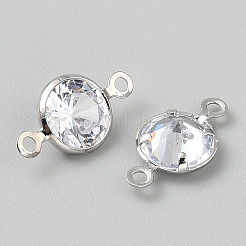 Brass Pave Clear Cubic Zirconia Connector Charms&nbsp;PALLOY-WH0116-02P-06