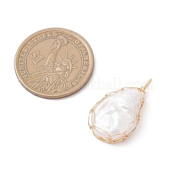 Natural Baroque Pearl Keshi Pearl Copper Wire Wrapped Pendants&nbsp;PALLOY-JF04725