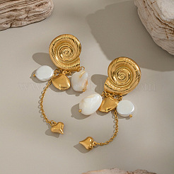 304 Stainless Steel Shell Shape Tassel Stud Earrings&nbsp;HO9250