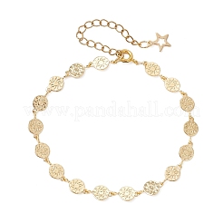 Brass Flat Round with Sun Pattern Link Bracelets&nbsp;BJEW-JB13480