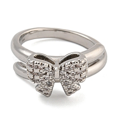 Rack Plating Brass Micro Pave Cubic Zirconia Cuff Rings for Women&nbsp;RJEW-I107-13G-03