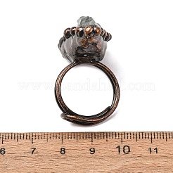 Irregular Rectangle Natural Green Quartz Adjustable Rings&nbsp;RJEW-M157-13R