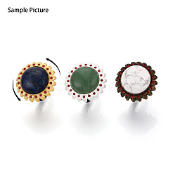 Adjustable Alloy & Iron & Rhinestone Bezel Cup Ring Base with Rotatable Tray&nbsp;MAK-T012-15S