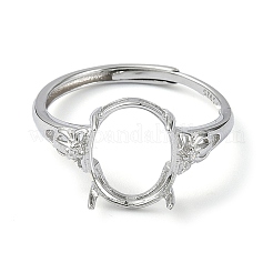 Adjustable 925 Sterling Silver 4 Prongs Ring Settings&nbsp;STER-K179-11P