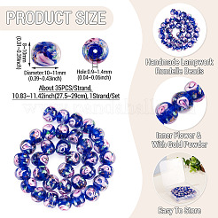 1 Strand Handmade Lampwork Inner Flower Rondelle Beads Strands&nbsp;LAMP-TA0002-72D