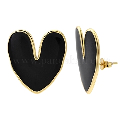 Heart 201 Stainless Steel Enamel Stud Earrings&nbsp;EJEW-Z151-12G-02