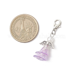 Flower Angel ABS Plastic Imitation Pearl & Acrylic Pendants Decorations&nbsp;HJEW-JM03615