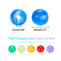 150Pcs 6 Colors Acrylic Beads&nbsp;MACR-PH0001-39