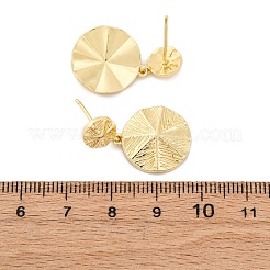 Flat Round Brass Dangle Stud Earrings&nbsp;EJEW-R025-25G