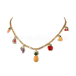 Alloy Colorful Enamel Fruit Pendant 304 Stainless Steel Chain Necklaces&nbsp;NJEW-TA00201