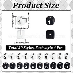 80Pcs 20 Styles Cube with Number Silicone Beads&nbsp;SIL-PA0001-22