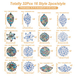32Pcs 16 Style 430 Stainless Steel Pendants&nbsp;STAS-BY0001-09