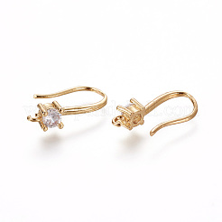 Brass Micro Pave Cubic Zirconia Earring Hooks&nbsp;ZIRC-L075-30G