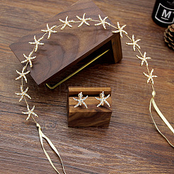 Starfish Alloy Crystal Rhinestone Hairband & Stud Earrings Sets&nbsp;FS-WGF7E24-01
