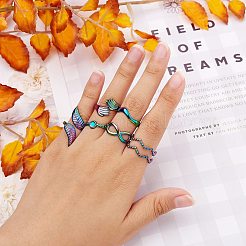9Pcs 9 Style 304 Stainless Steel Hand & Infinite & Heart & Moon Cuff Rings&nbsp;RJEW-SZ0001-19