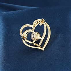 Heart Alloy Rhinestone Brooches for Women&nbsp;PW-WGCAEA0-01