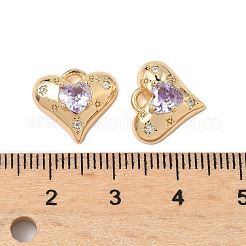 Brass Micro Pave Cubic Zirconia Pendants&nbsp;KK-S531-10G
