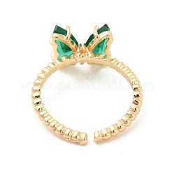 K9 Glass Butterfly Open Cuff Ring&nbsp;RJEW-E065-01KCG