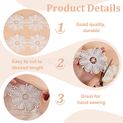 4 Yards Flower Polyester Embroidery Lace Ribbon&nbsp;OCOR-MA0001-41A
