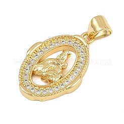 Brass Micro Pave Cubic Zirconia Pendants&nbsp;KK-P323-11E-G01