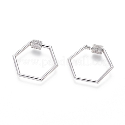 Brass Micro Pave Cubic Zirconia Screw Carabiner Lock Charms&nbsp;ZIRC-I031-16P