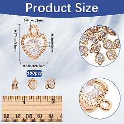 100Pcs Heart Alloy Charms&nbsp;ZIRC-SC0001-34