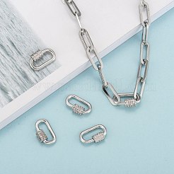 Brass Micro Pave Cubic Zirconia Screw Carabiner Lock Charms&nbsp;X-ZIRC-G160-22P
