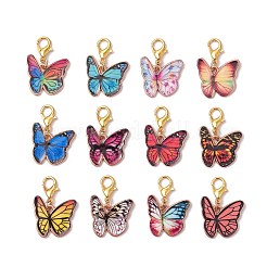 12Pcs 12 Colors Butterfly Alloy Enamel Pendant Decorations&nbsp;HJEW-JM02852