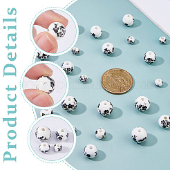 100Pcs 4 Colors Floral Printed Porcelain Beads&nbsp;PORC-DC0001-16A